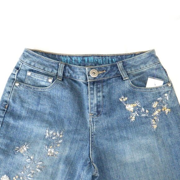 Blue Identity floral BLING blue jeans - Picture 4 of 6